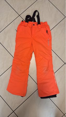 Skihose Kinder orange mit Hosenträgern icepeak 140