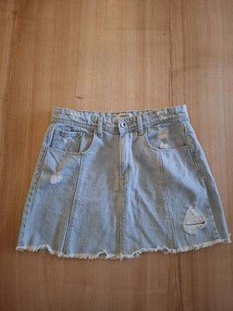 Y2K Jeansrock hellblau distressed Minirock, Sommer