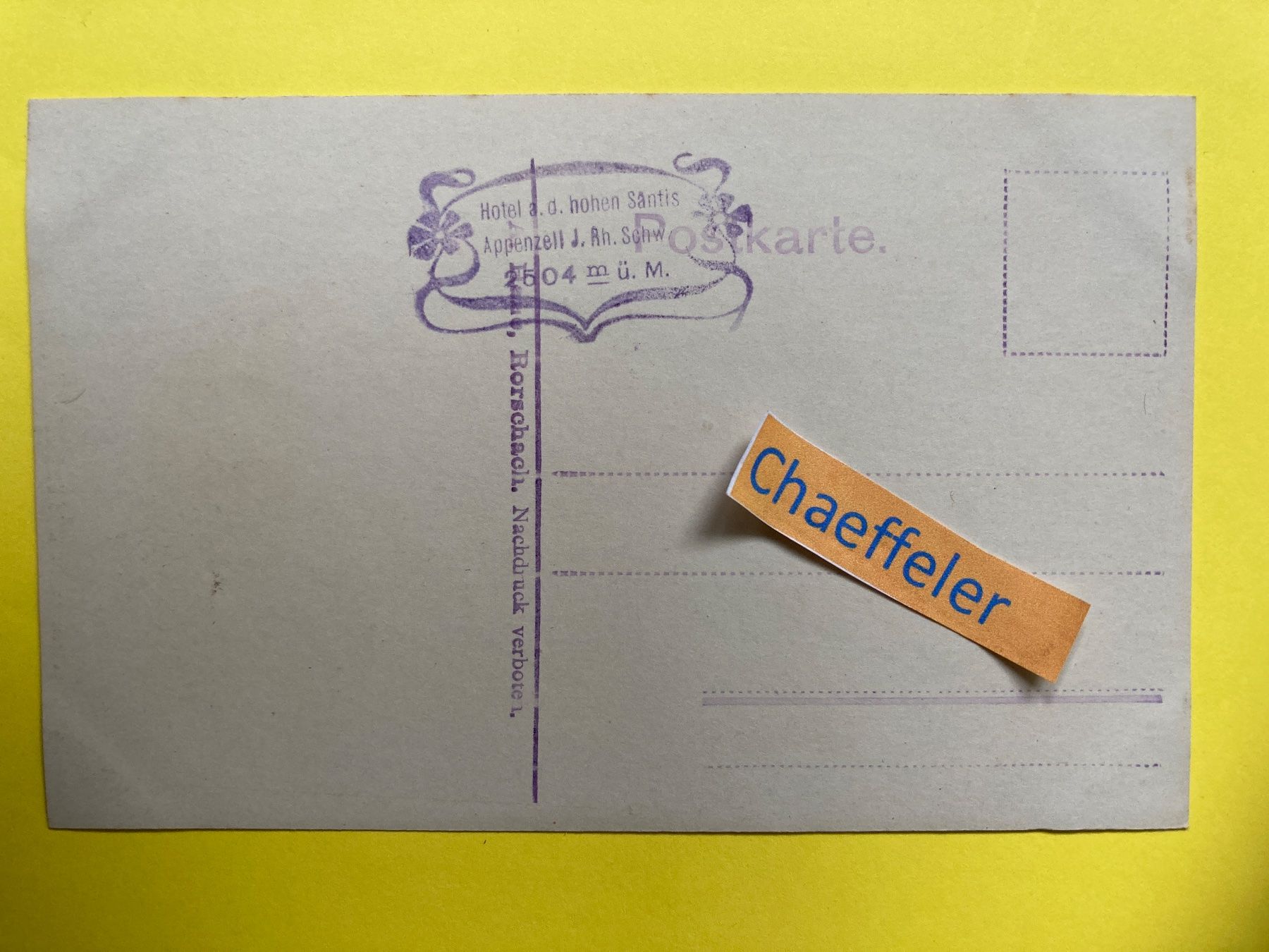 Cartes postales: Säntis Hotel 2504 M.     9675 – D'occasion à Zürich par Chaeffeler 1