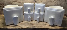 4 kleine und 2 grosse Keramik Schütten, Weiss, Vintage