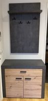 Garderobe mit Schuhschrank Kommode Holzoptik Grau Garderobe 
