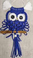 Makramee Eule blau Wanddekoration🦉 Handarbeit neu