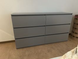 Kommode grau 6 Schubladen Breite 140cm guter Zustand
