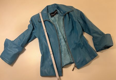 Lederjacke Sergio Mimrani türkisblau Gr 38 guter Zustand