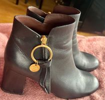 See by Chloé Stiefeletten Gr. 38 1/2 Leder schwarz