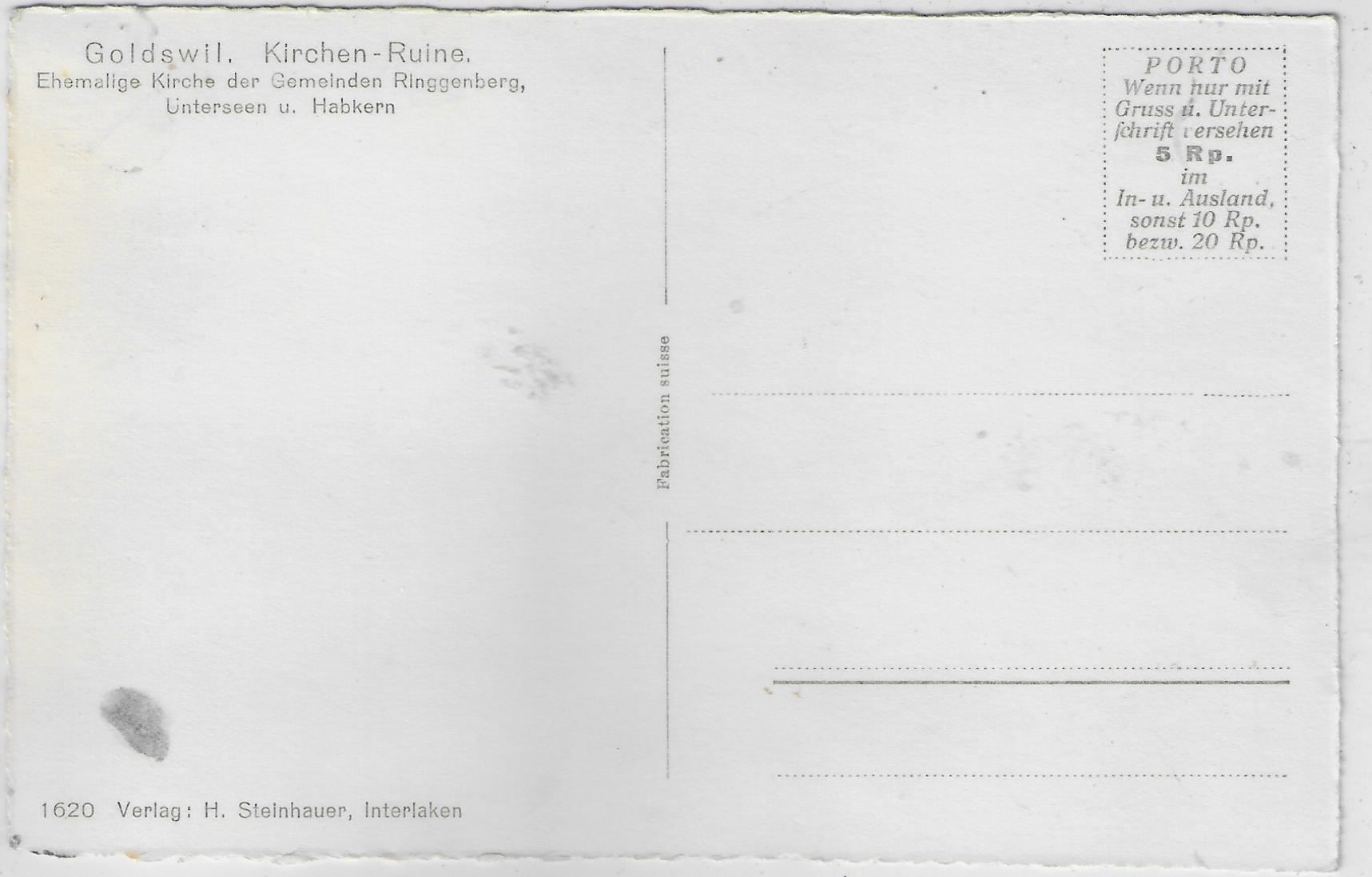 Cartoline postali: Goldswil - Kirchen-Ruine – Usato da Ettingen venduto da Kartenplanet 1