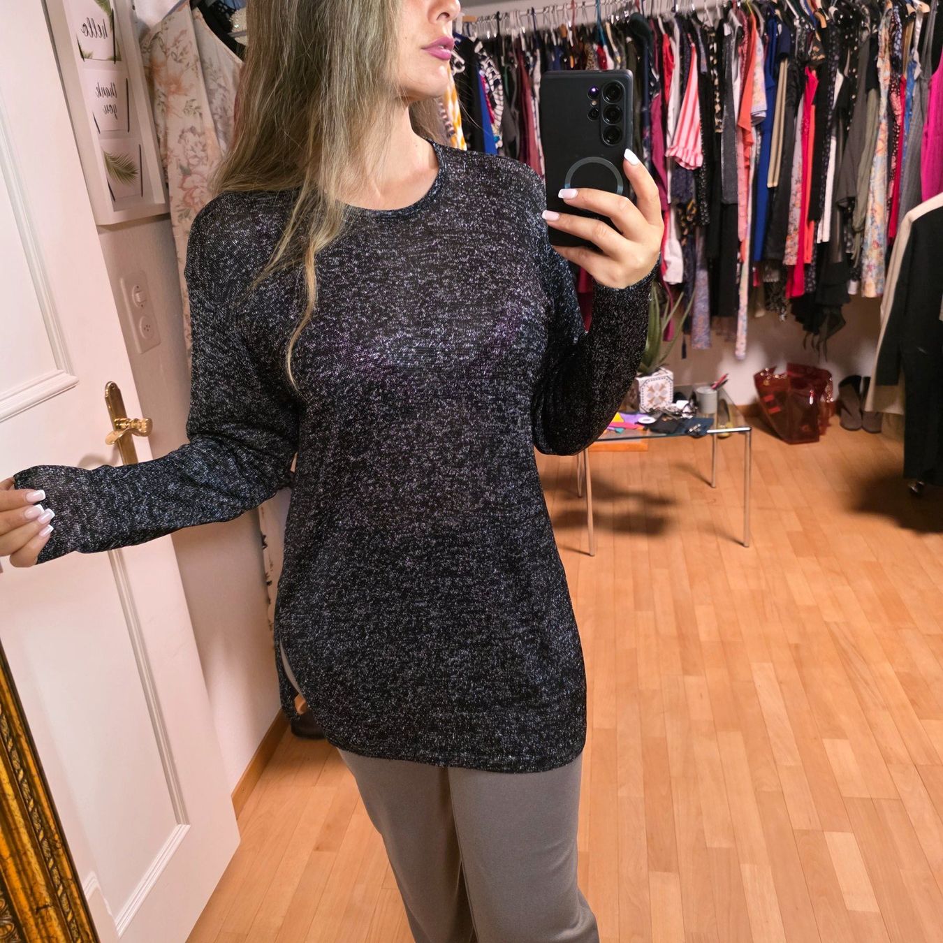Pullover & Sweatshirts: Glitzerpullover schwarz silber Damen Gr. 40-L festlich – Gebraucht aus Wald ZH von CapLux 1
