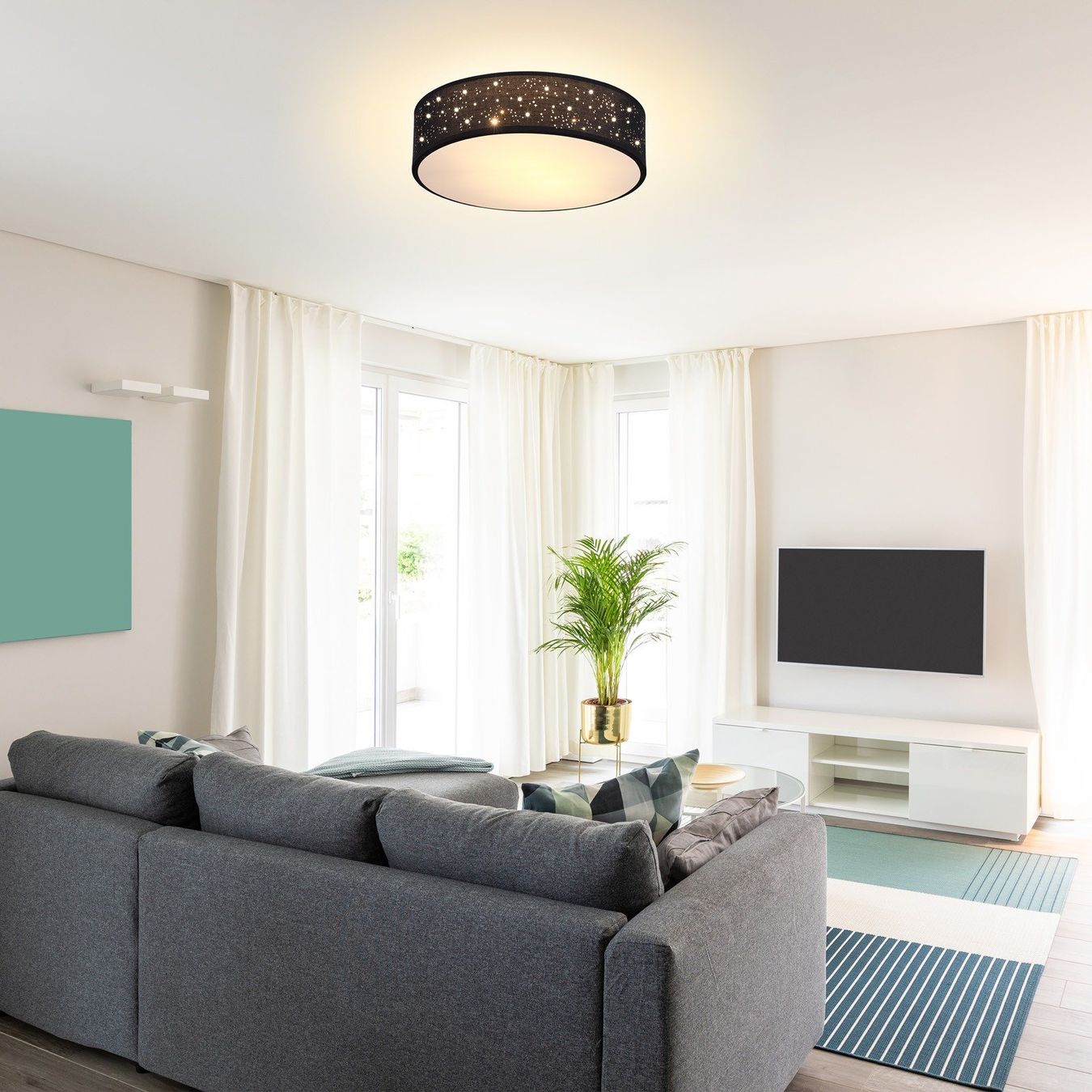Kronleuchter & Deckenlampen: Deckenlampe Schwarz - Sternenglitzer – Neu und originalverpackt aus Winterthur von aredo 6