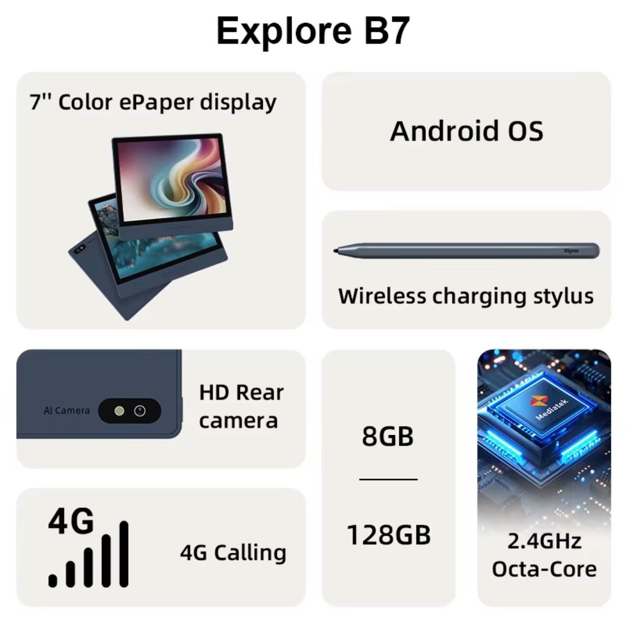 Tablet PC: Bigme B7 Ebook Reader, 7'' E-Ink E-Reader, 300PPI, 8+128GB, – Nuovo (secondo la descrizione) da Zürich venduto da rg_swiss 5