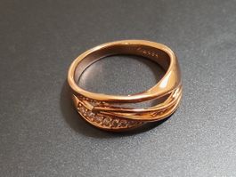 Ring mit Zirkonia, vergoldet 585, 3g, size 7 (54.5)