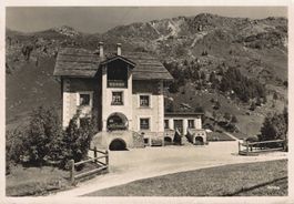 Alte Ansichtskarte Hotel Sonne, Fex, Graubünden, 1949.