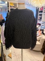 Warmer Strickpullover von Zara Fransen, Grösse S, Schwarz