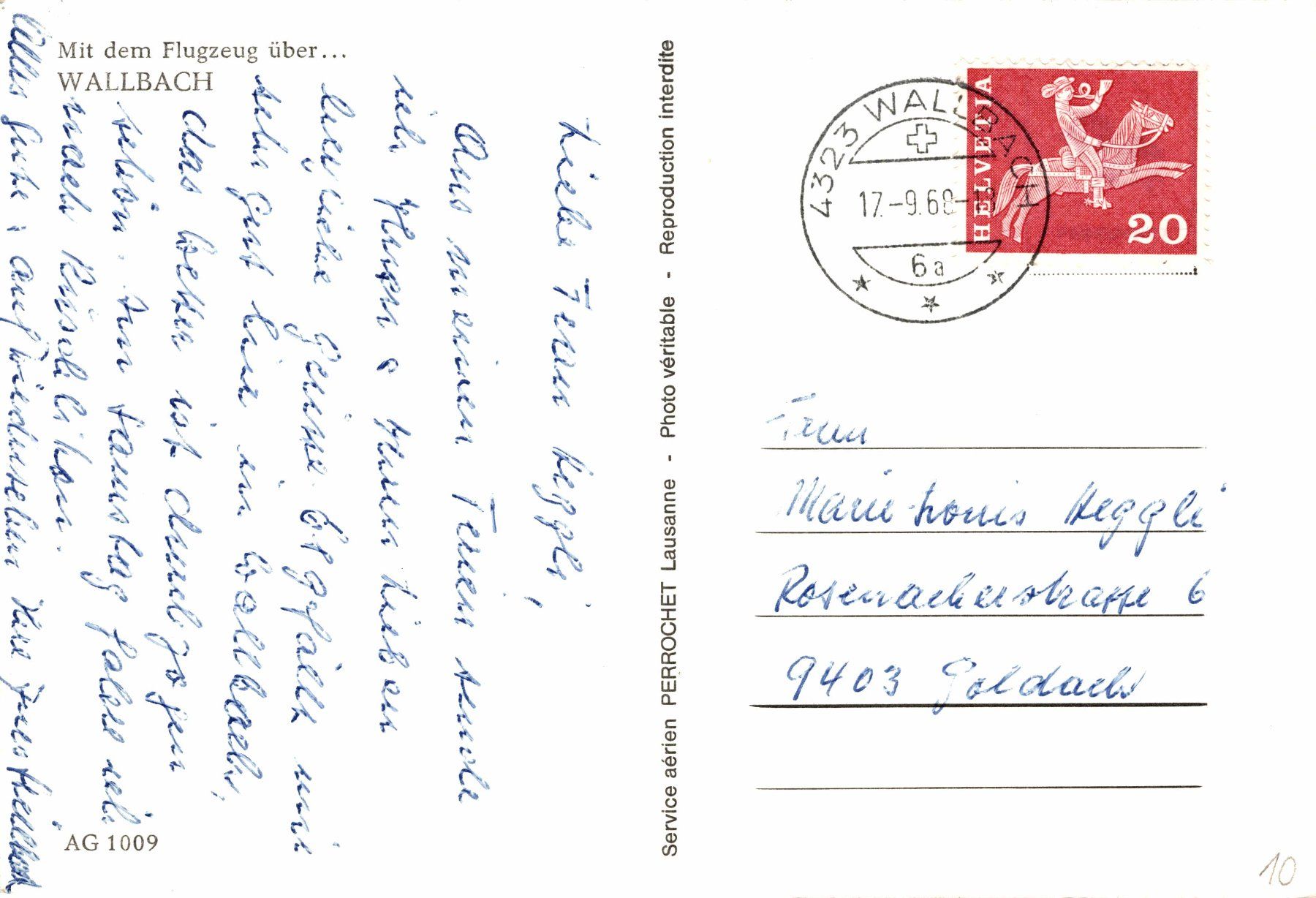 Cartoline postali: Mit dem Flugzeug über ... Wallbach – Usato da Bronschhofen venduto da Astore 1