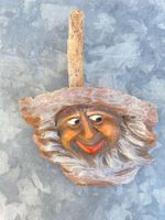 kl. Holzmaske Wanddeko geschnitzt, originell, Vintage Deko