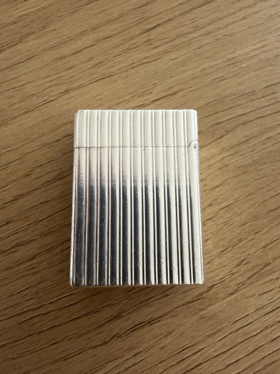 Dupont Accendini: Briquet plaqué argent vintage, design rayé – Usato da Le landeron venduto da ala_7r8