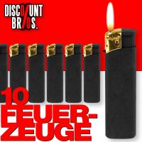 NEU █ 10 Elektronik FEUERZEUGE BLACK Gold