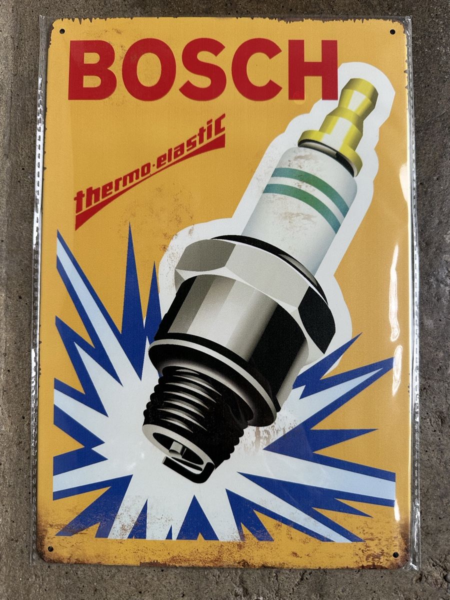 Schilder: Bosch zündkerze spark plugs Werbung  – Neu (gemäss Beschreibung) aus Reinach AG von rares75