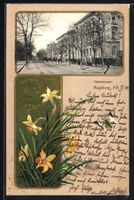 Grusskarten-AK Augsburg, Häuser in der 