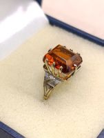 Vintage 875er Silber vergoldete Ring Orangen Citrin Meister