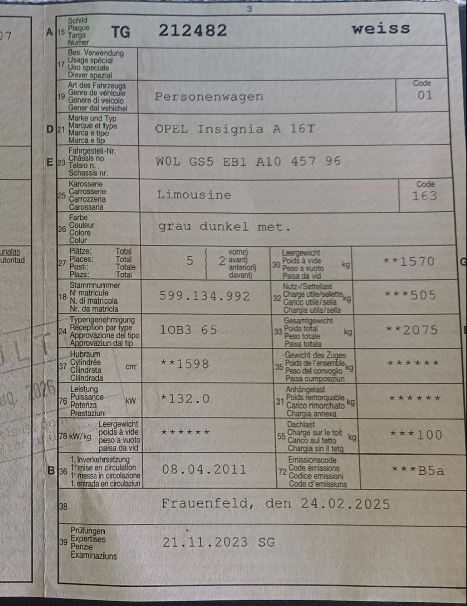 Opel Automobili: Opel Insignia  – Usato da Uttwil venduto da and_jv28 2