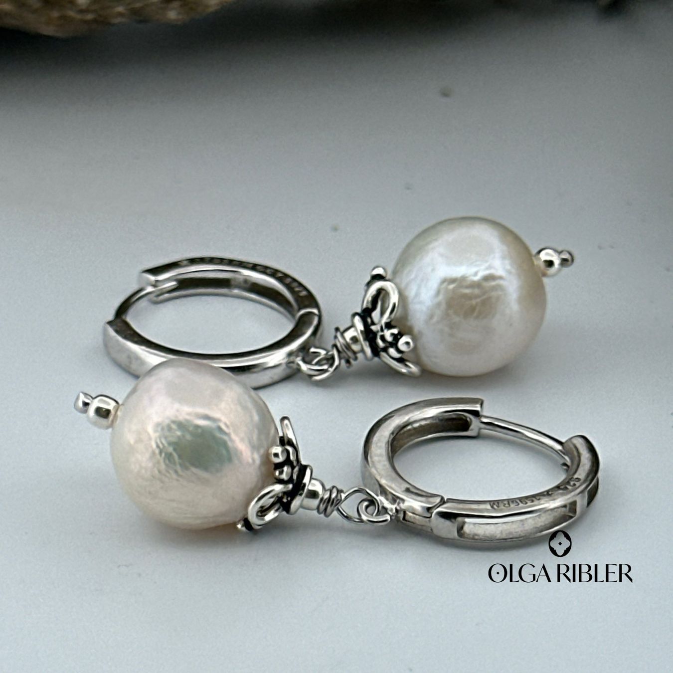 Olga Ribler Orecchini pendenti & Orecchini a lobo: Creolen - Perlen Charms - Sterling Silber 925 – Nuovo (secondo la descrizione) da Luzern venduto da Schmuckoutlet 1