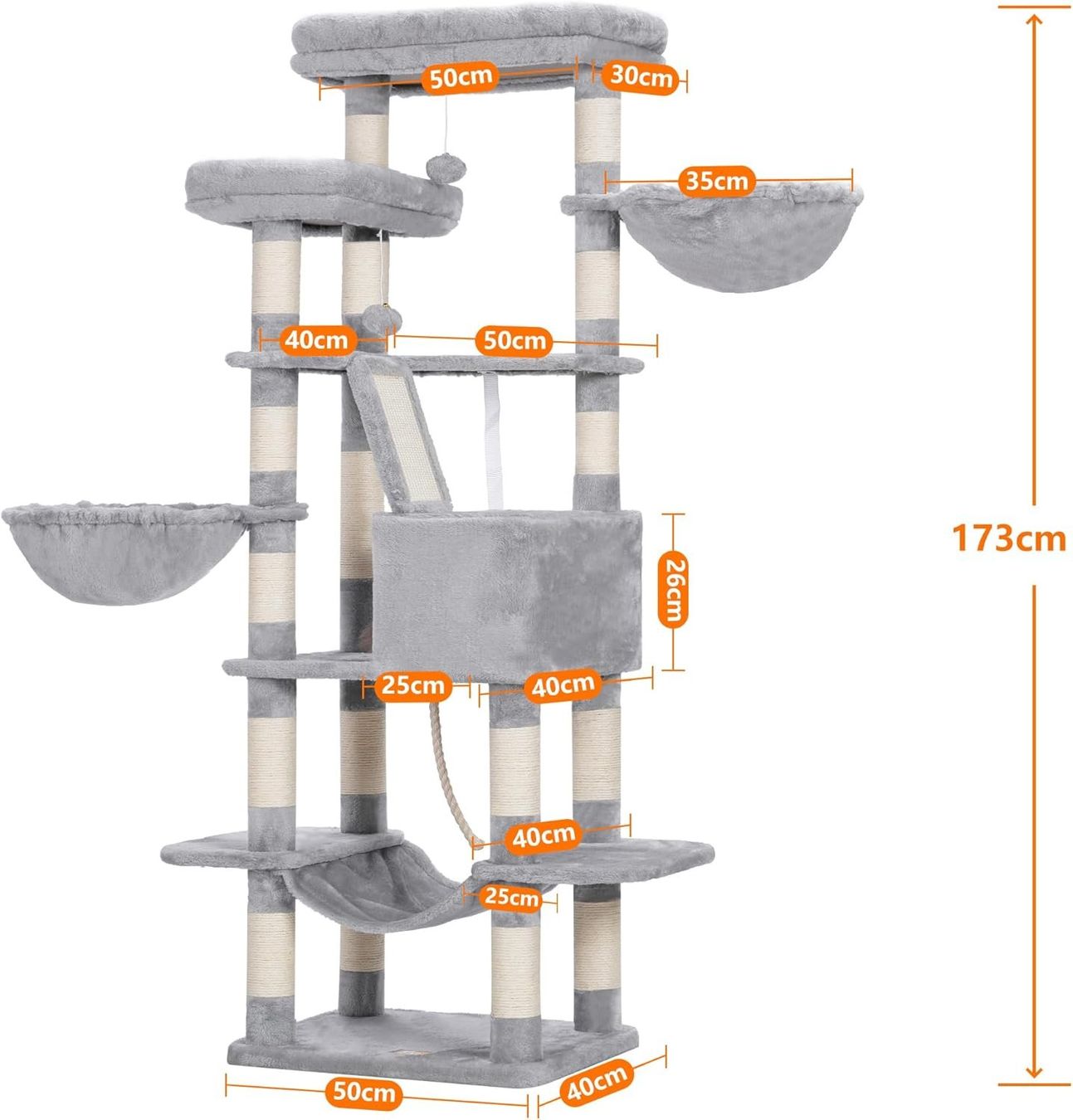 Katzenbaum - Kratzbaum: Kratzbaum Kletterbaum Katzenbaum 173cm Katzenhaus hellgrau – Neu und originalverpackt aus Zürich von MueDes 2