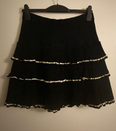 SANDRO Jupe noire à volants taille élastique t.38 NEUVE