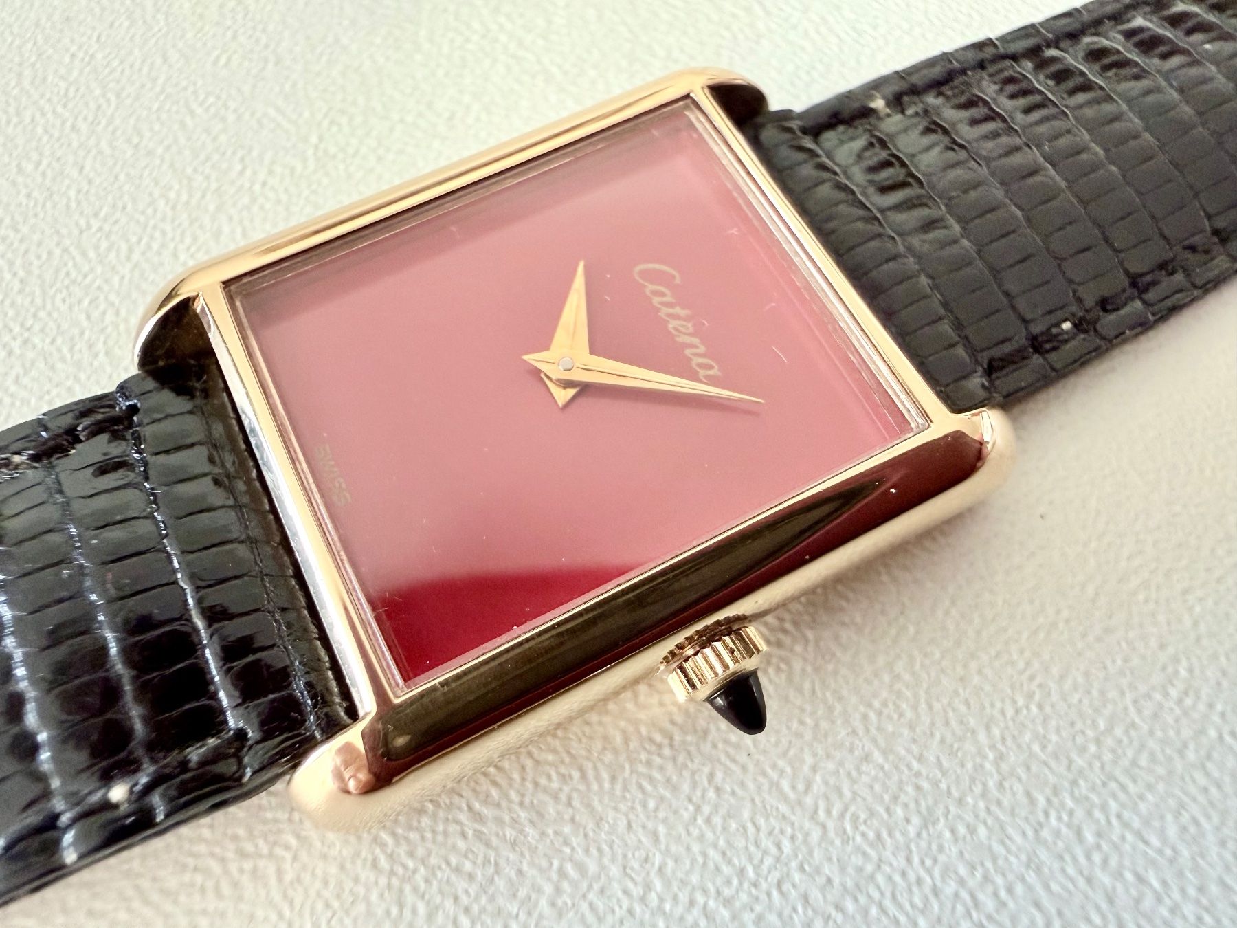 Orologi: CATENA "Tank" type, MEDIUM, Plaqué or, Mechanical, Swiss – Nuovo e nell'imballaggio originale da Le Mont-sur-Lausanne venduto da LycaGallery