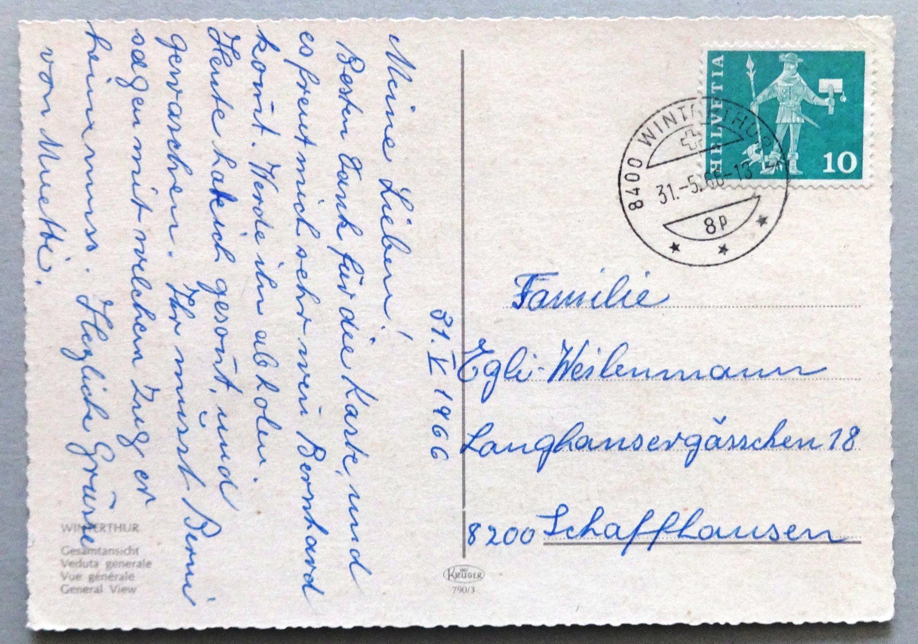 Cartes postales: Winterthur, Gesamtansicht – D'occasion à Fétigny par Billy2miny 1