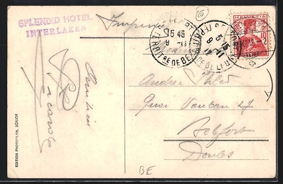 Cartoline postali: AK Interlaken, Höhenweg mit Passanten – Usato da Berlin venduto da bartko-reher 1