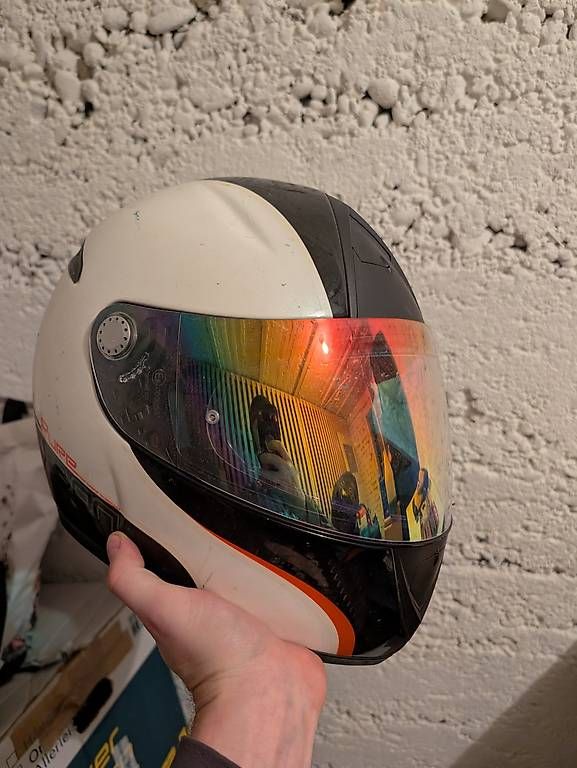 Caschi & visiere: Motorradhelm Integral  Weiss/Schwarz/Orange – Usato da Bern venduto da Minimalistiker