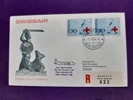 Erstflug GENF - WARSCHAU 1.4.1964, eingeschrieben.