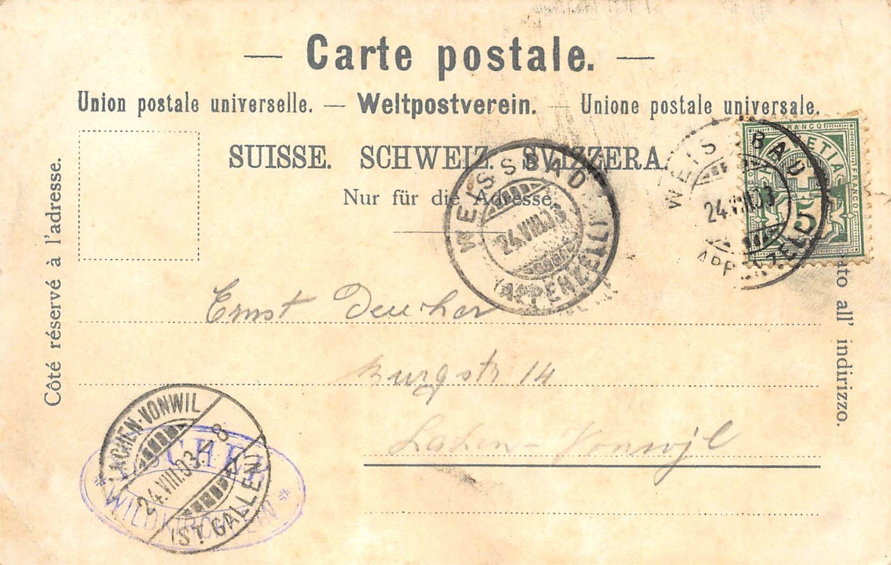 Cartoline postali: Wildkirchli – Usato da Ottikon b.Kemptth. venduto da Neptun1974 1
