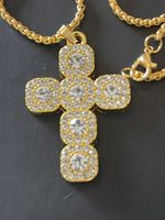 Collier unisex plaqué  religieux serti 57 cm/ 4 cm X 3 cm