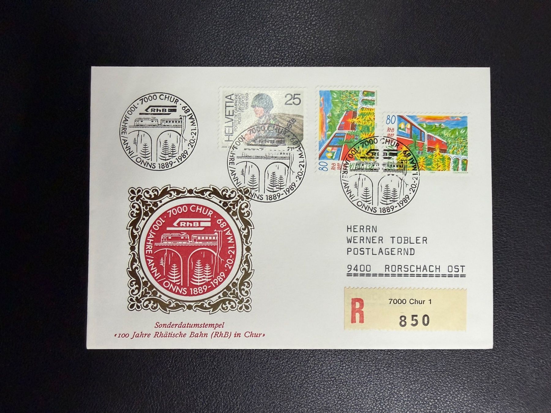 Timbri: 100 Jahre Rhätische Bahn RhB 1989 – Usato da oberrüti venduto da jeanmei