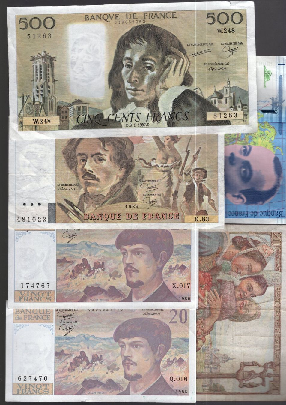 Banknoten: France noten 6 stück – Gebraucht aus Leibstadt von baroc333