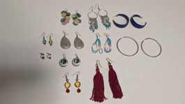 11 Paar Ohrringe - Bunt & Vielfältig, Modeschmuck, gebraucht