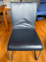 Stühle aus Leder, blau, vier Stück