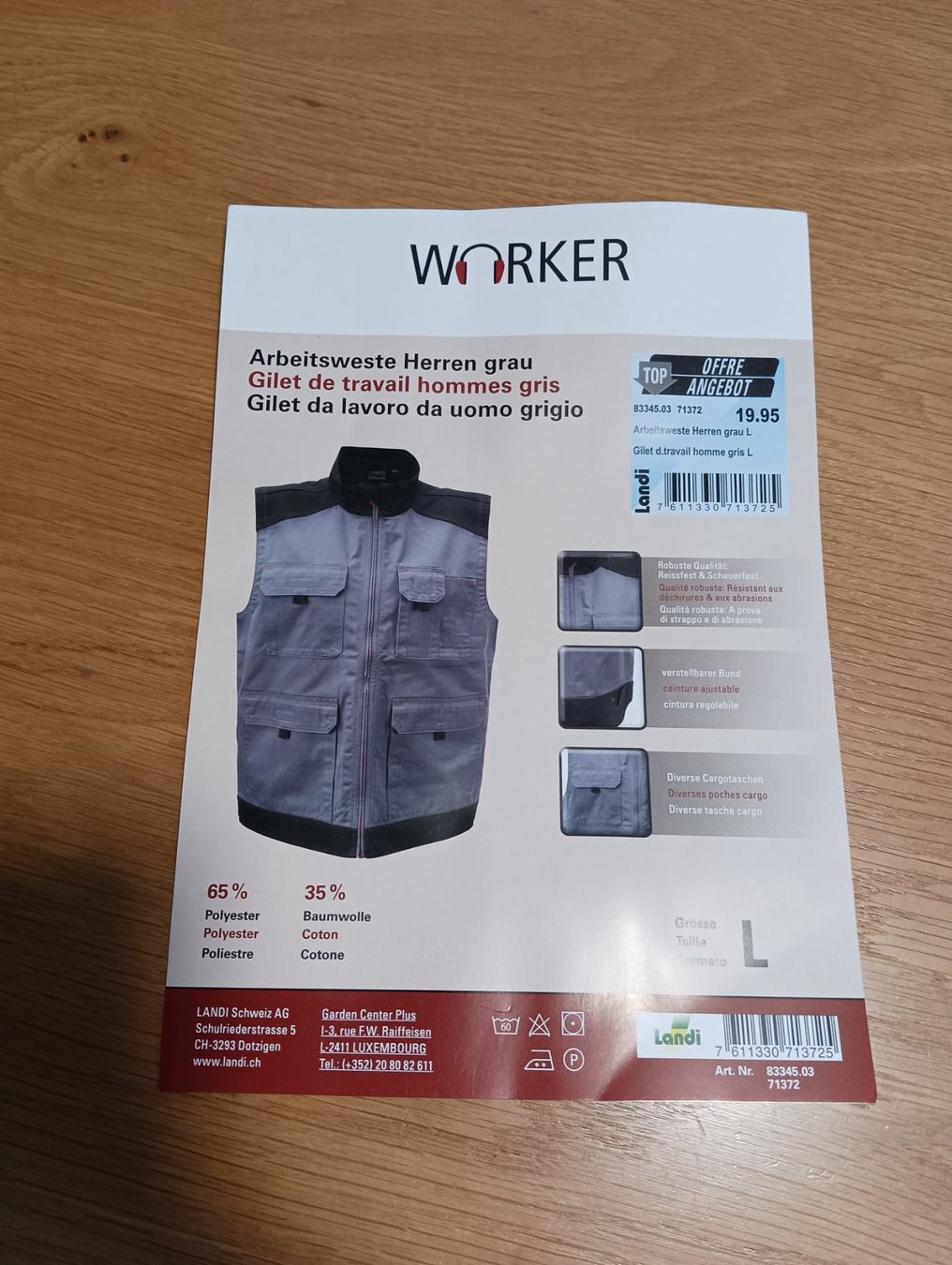 Gilet & Giacche: Arbeitsweste Herren grau L NEU – Nuovo e nell'imballaggio originale da Densbüren venduto da H-76 3