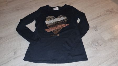Azara Langarmshirt Glitzerherz Gr. s schwarz Top Zustand