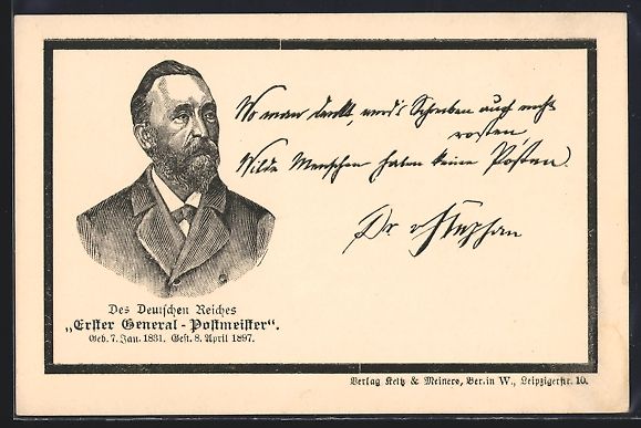 Cancelleria postale: Dr. Heinrich von Stephan, Erster General – Usato da Berlin venduto da bartko-reher