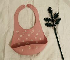 Pink Silicone Baby Bib - Easy Clean & Stylish!