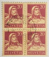 4305) 154, Tell 20Rp. im 4-Block Zentrumstempel Kt. 185.-