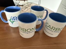 Mug white blue set of four new