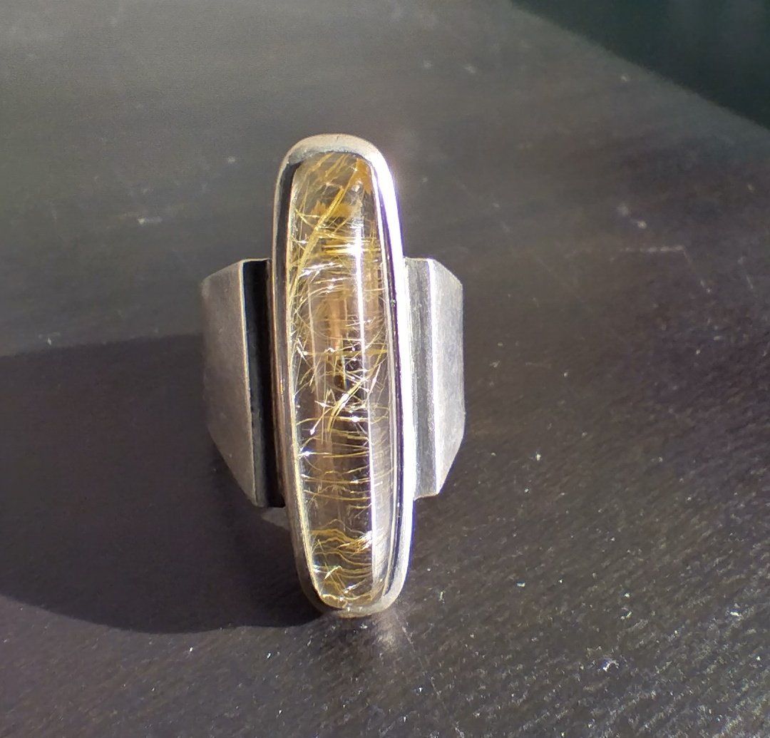 Anelli: RUTILQUARZ "ENGELSHAAR" RING  800 925 SILBER – Usato da Romanshorn venduto da Glitzer-Paradies