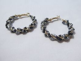 Creolen mit Rocailles-Perlen, Modeschmuck, neu
