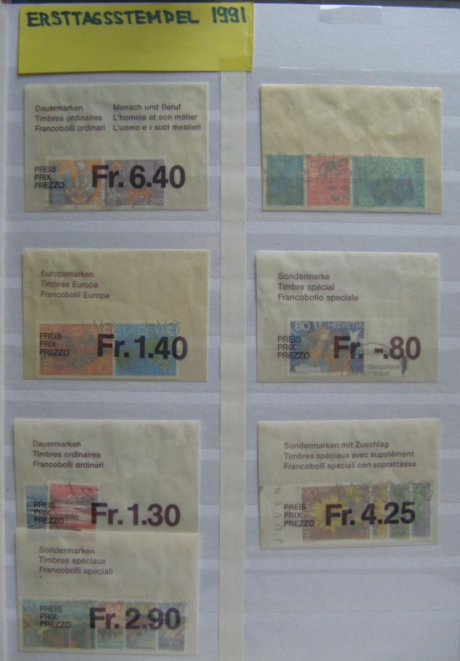 Tutti i francobolli: 1991 - 1995 Sätze mit Ersttagsstempel – Nuovo e nell'imballaggio originale da Frauenfeld venduto da Interessent1