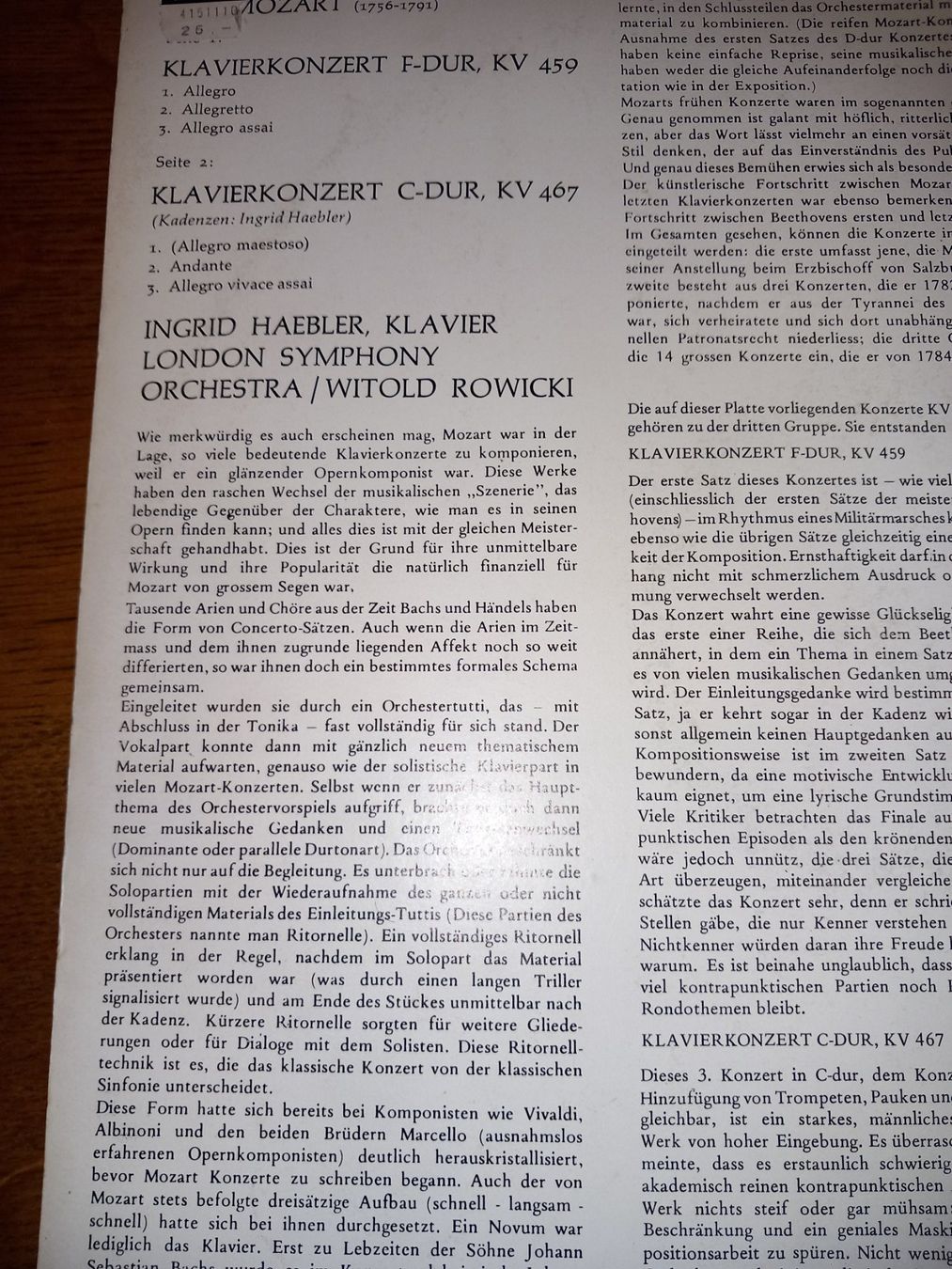 Dischi in vinile: Mozart Ingrid haebler – Usato da Le locle venduto da juliensaran 2