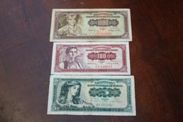 Yougaslavie lot 3 billets 1965/1955