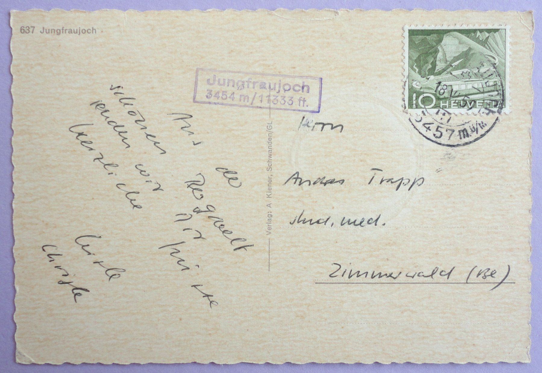 Cartoline postali: Jungfraujoch – Usato da Fétigny venduto da Billy2miny 1